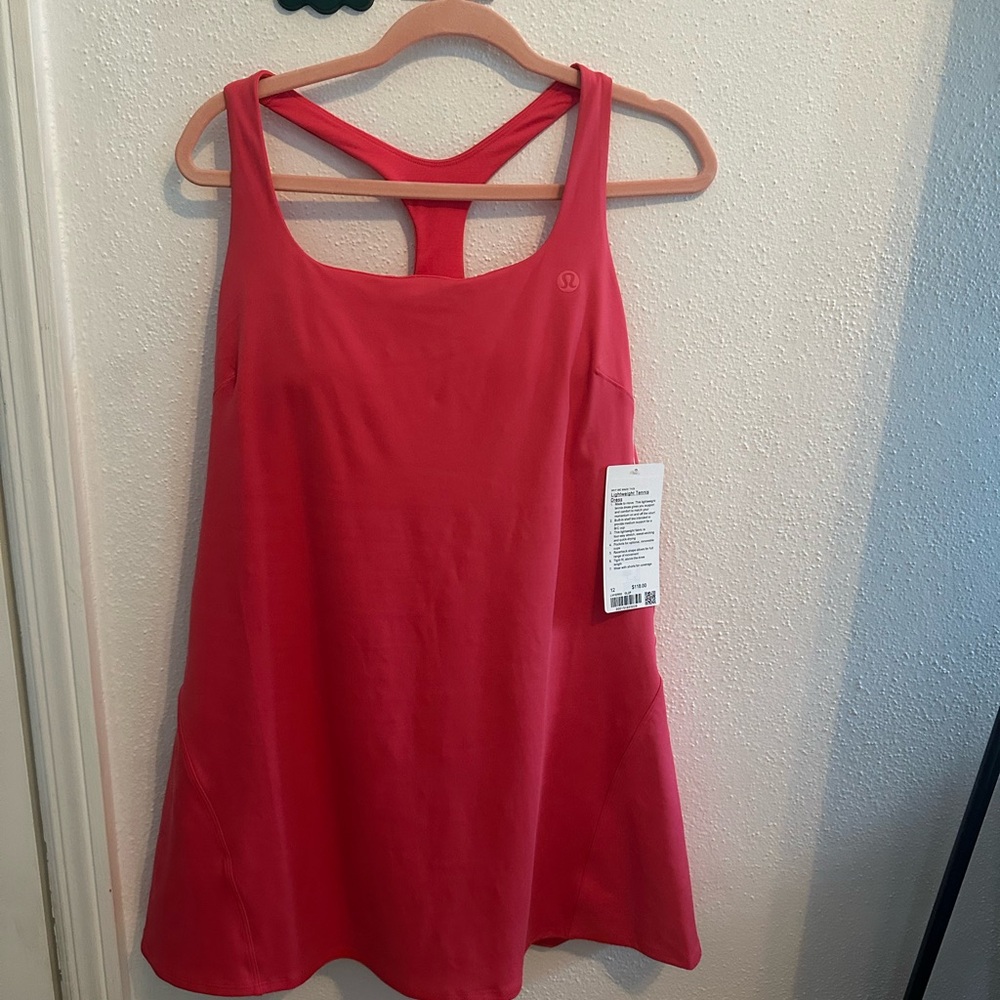 Lululemon Court Crush Tennis Dress Size 12 NWT Hot Pink Athletic Racerback Prep - Picture 4 of 10